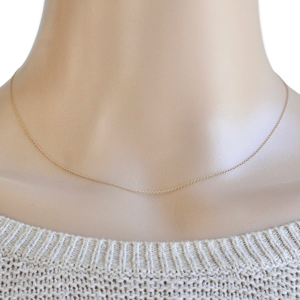 Vintage 14K Yellow Gold Necklace Chain Fine Delicate Cable Link 15” Length